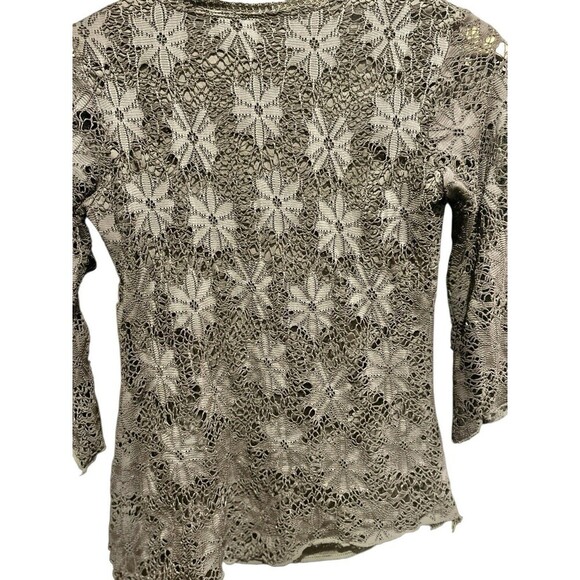 M.K.M Designs Vintage Blouse 90s Y2K Brown Crochet Fairy Cut Womens Size Medium - Picture 4 of 7